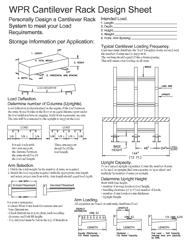 WPR - Cantilever Rack Design Sheet